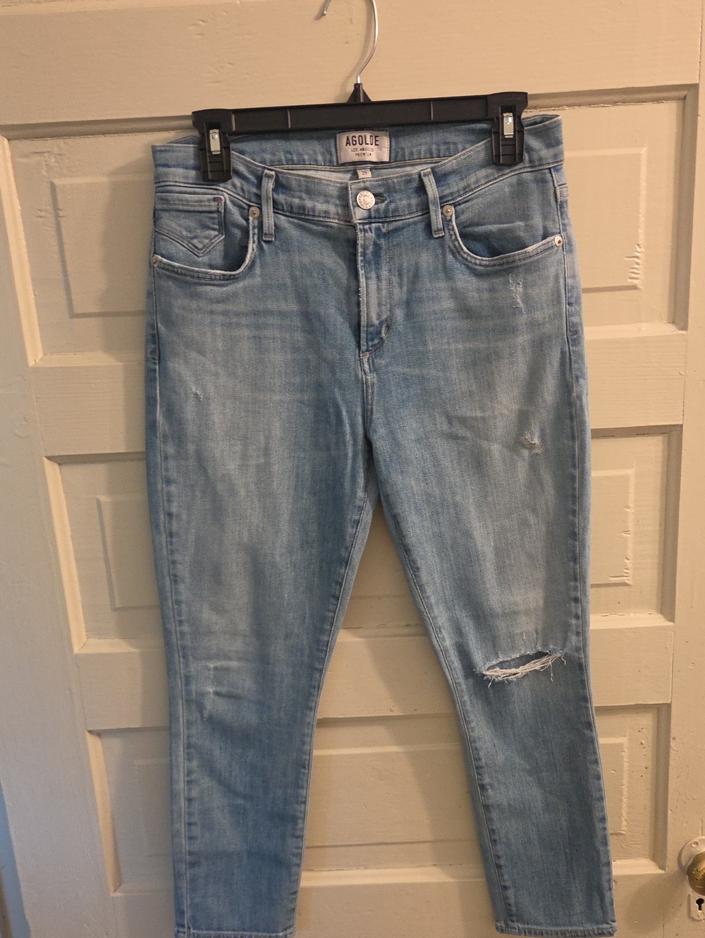 Agolde Light Wash Skinny Jeans in Faded Blue